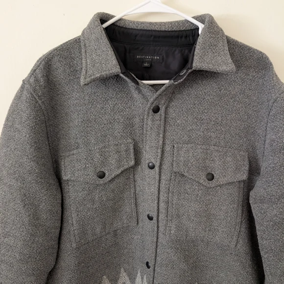 J. Crew Mens Large Wool Blend Button Down Shirt Jacket Gray Classic Preppy - Picture 3 of 8